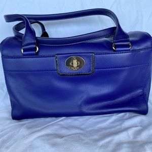 Kate Spade rectangular top handle leather satchel handbag. NWOT. Indigo color